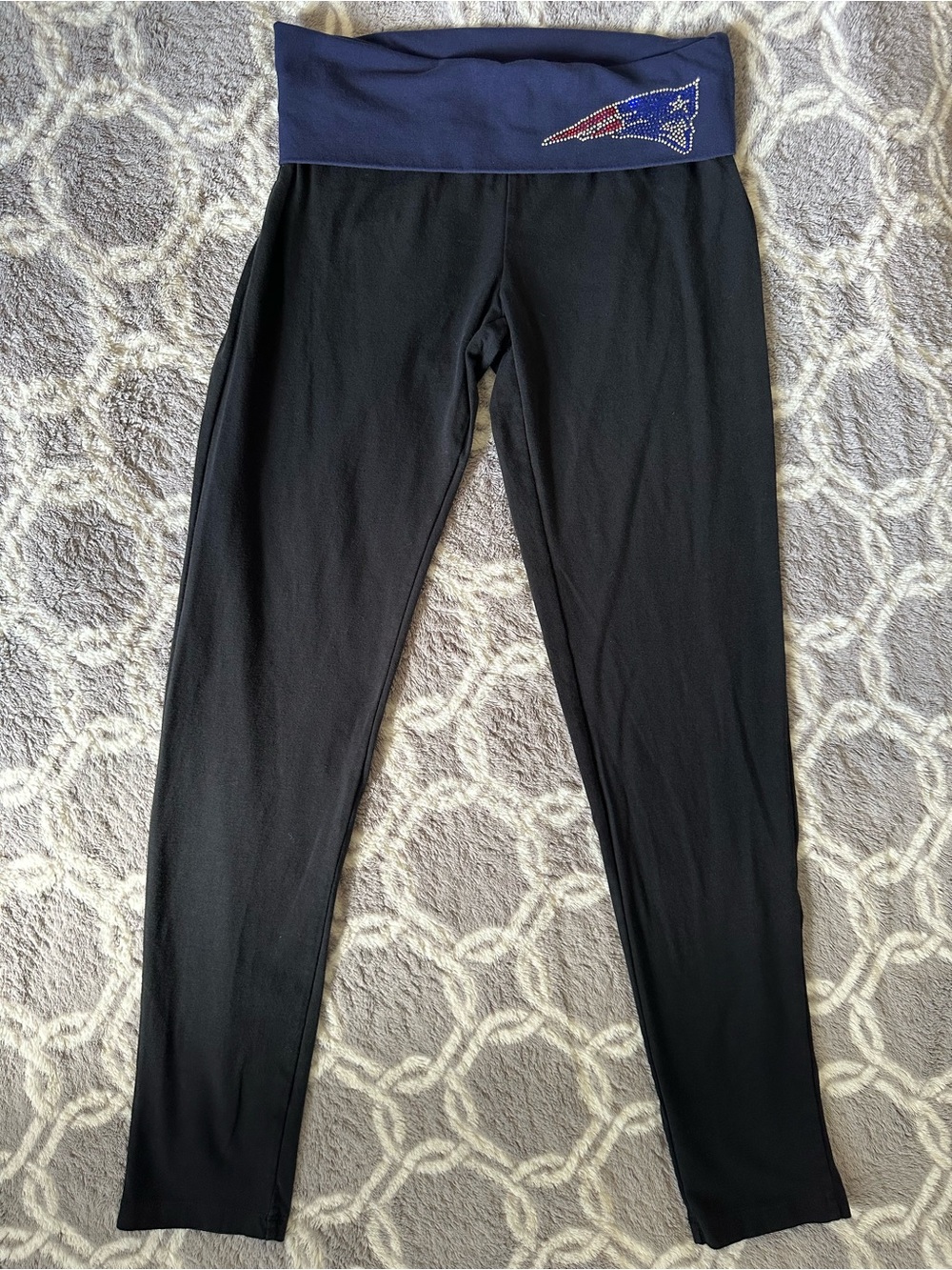 Women’s Athletic Navy NFL Patriots Rhinestone Logo Leggings Size S